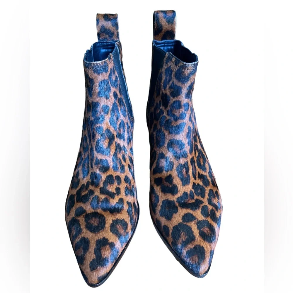 Loeffler Randall Women’s Booties Nellie Leopard Print Calf Hair Brown Boots 9.5 - Picture 4 of 12